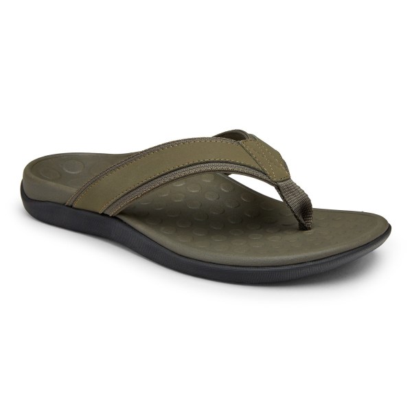 Vionic Sandals Ireland - Tide Toe Post Sandal Olive - Mens Shoes Sale | LXIVY-9013